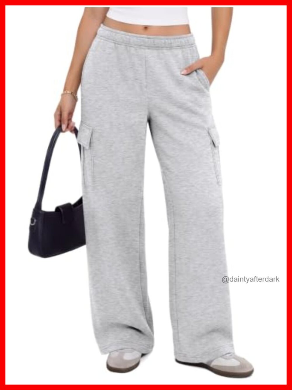 Wide Leg Cargo Sweatpants Cotton Blend Baggy Fleece Lined with Pockets